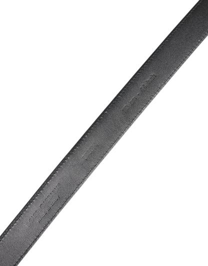 Dolce &amp; Gabbana Black Calf Leather Classic Metal Buckle Belt