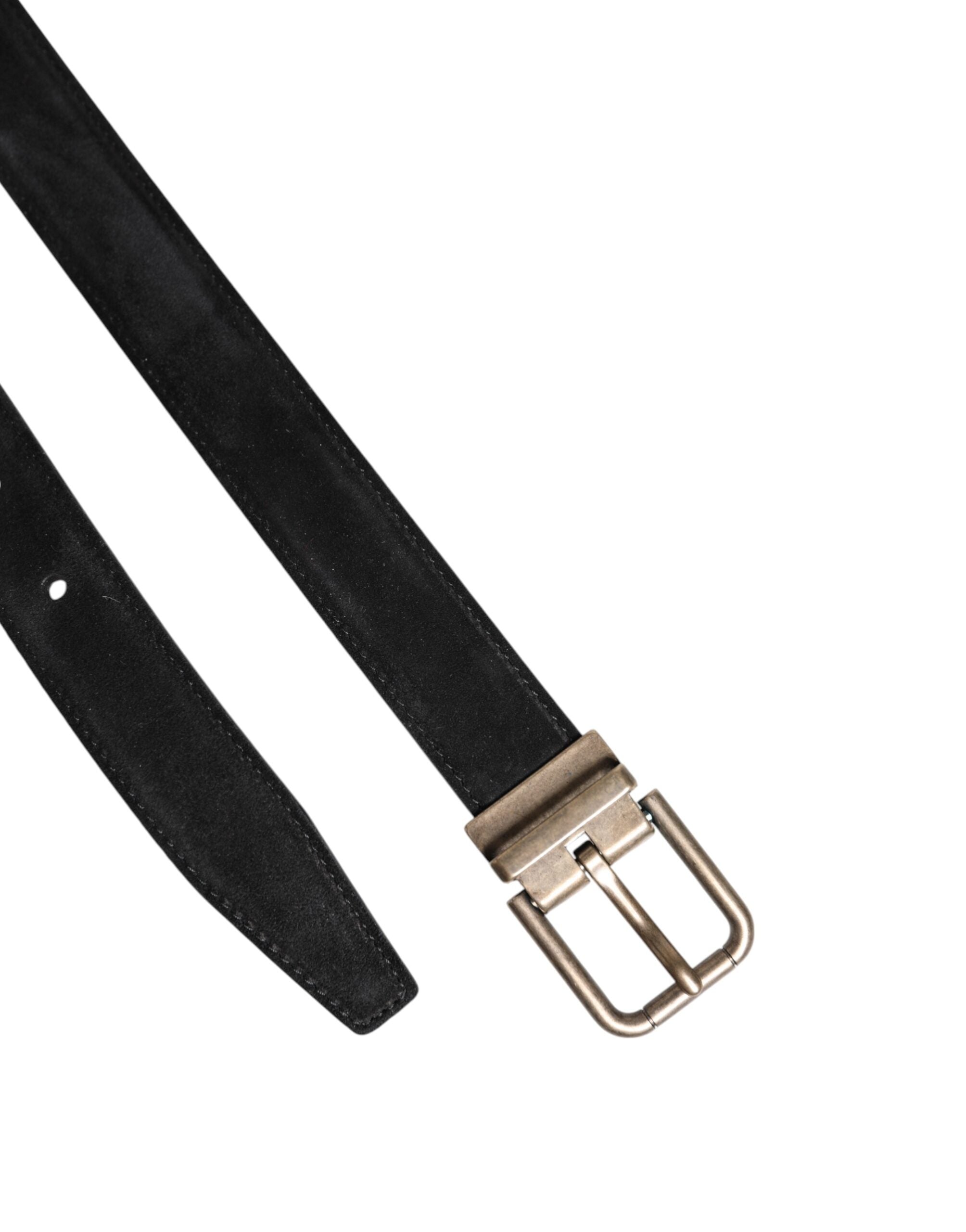 Dolce &amp; Gabbana Black Calf Leather Classic Metal Buckle Belt