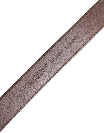 Dolce &amp; Gabbana Brown Classic Calf Leather Metal Buckle Belt