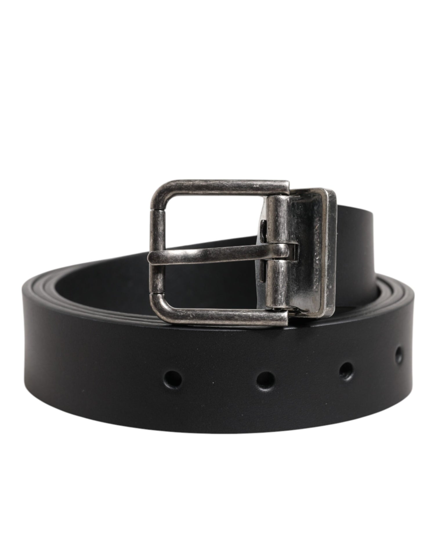 Dolce &amp; Gabbana Black Classic Leather Metal Buckle Belt