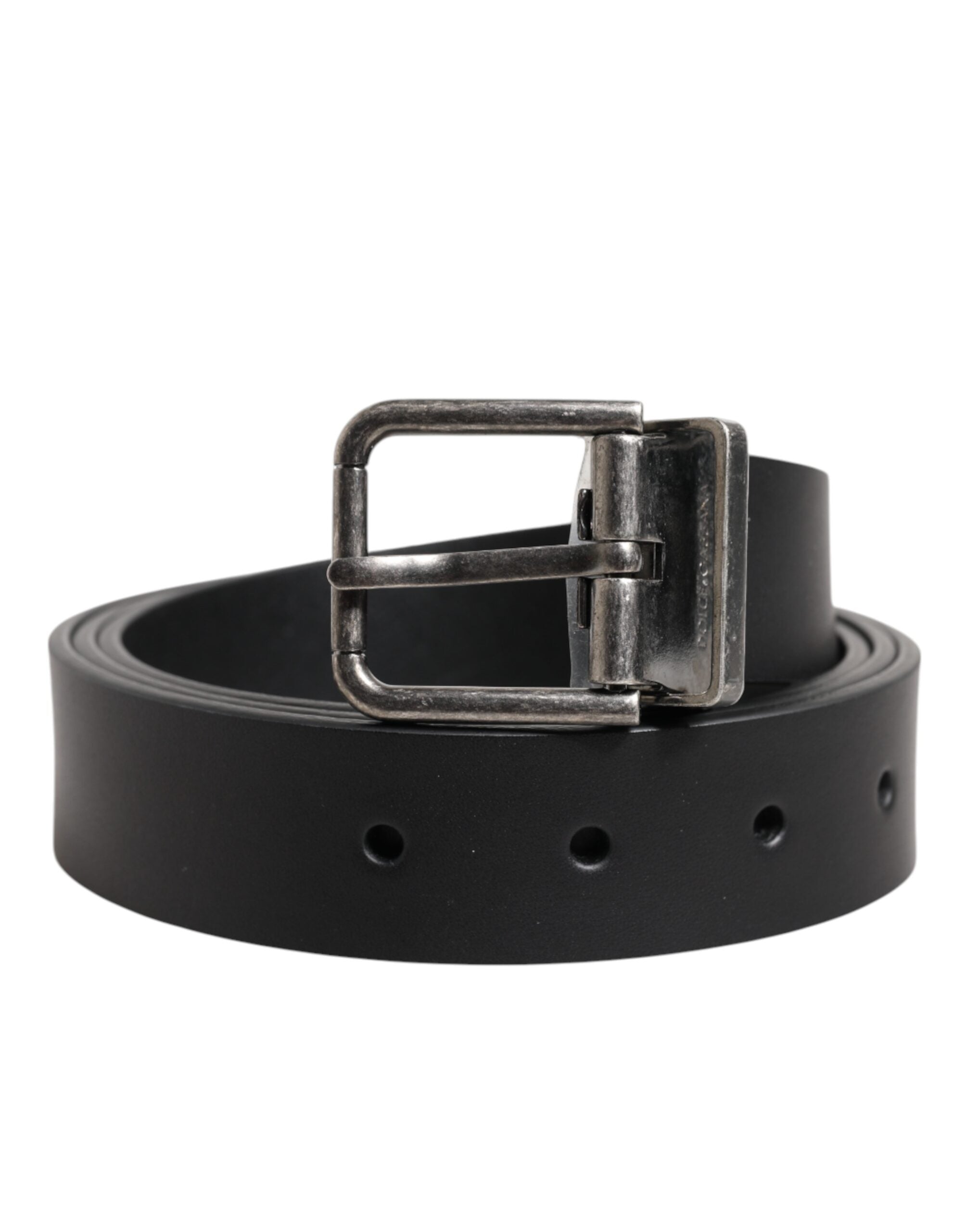 Dolce &amp; Gabbana Black Classic Leather Metal Buckle Belt