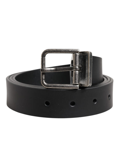 Dolce &amp; Gabbana Black Classic Leather Metal Buckle Belt