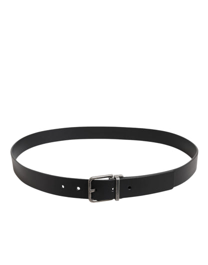 Dolce &amp; Gabbana Black Classic Leather Metal Buckle Belt