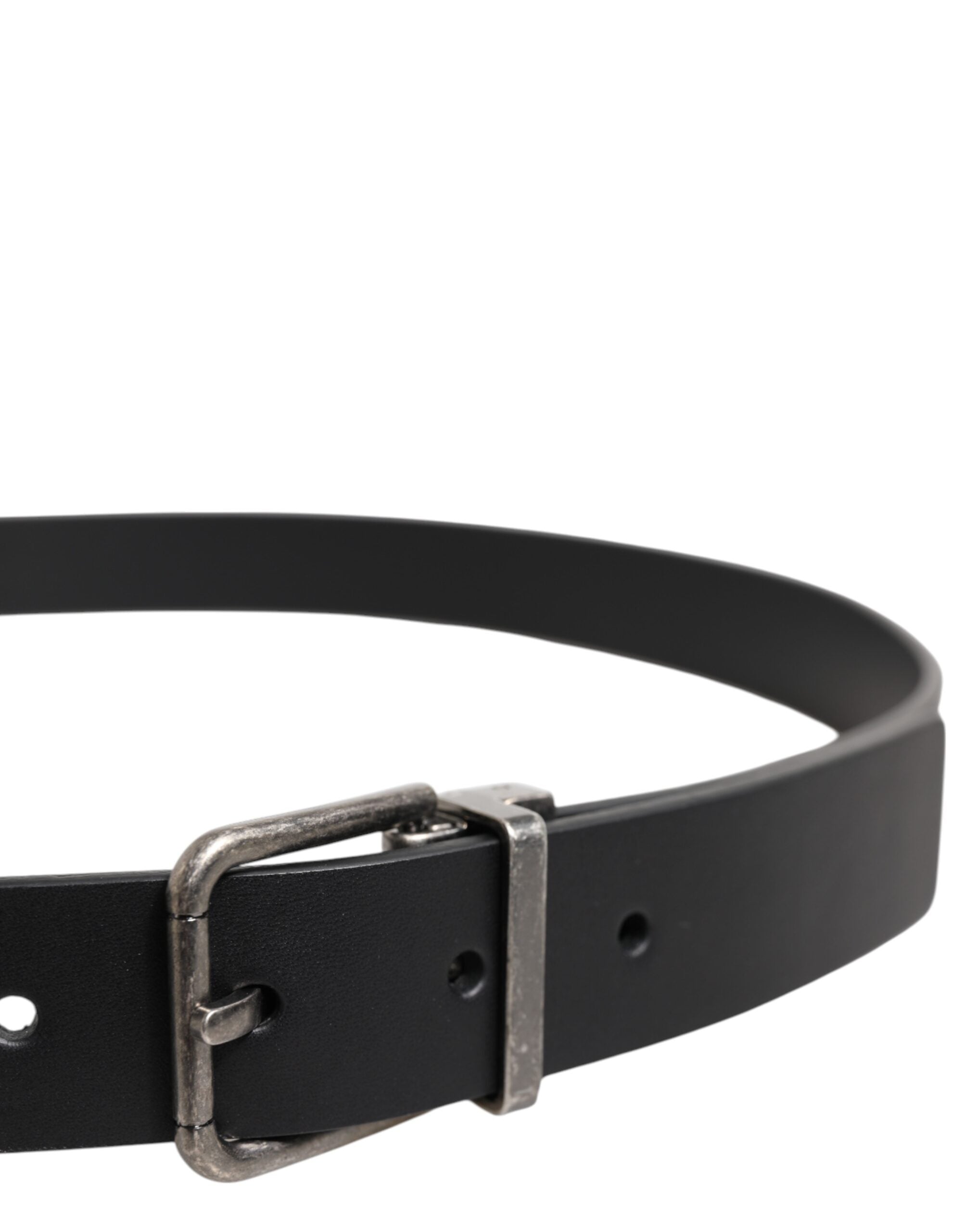 Dolce &amp; Gabbana Black Classic Leather Metal Buckle Belt