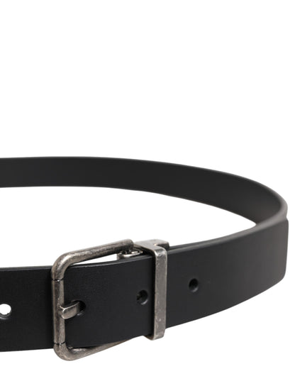Dolce &amp; Gabbana Black Classic Leather Metal Buckle Belt