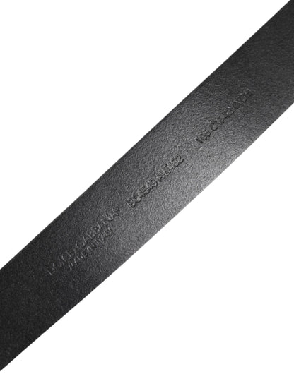 Dolce &amp; Gabbana Black Classic Leather Metal Buckle Belt
