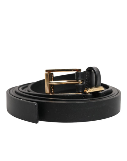 Dolce &amp; Gabbana Black Double Strap Leather Gold Buckle Belt