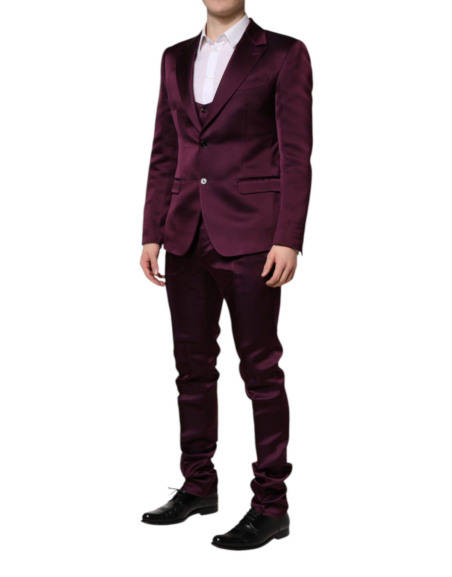 Dolce &amp; Gabbana Dark Purple Silk 3Piece Single Breasted Suit