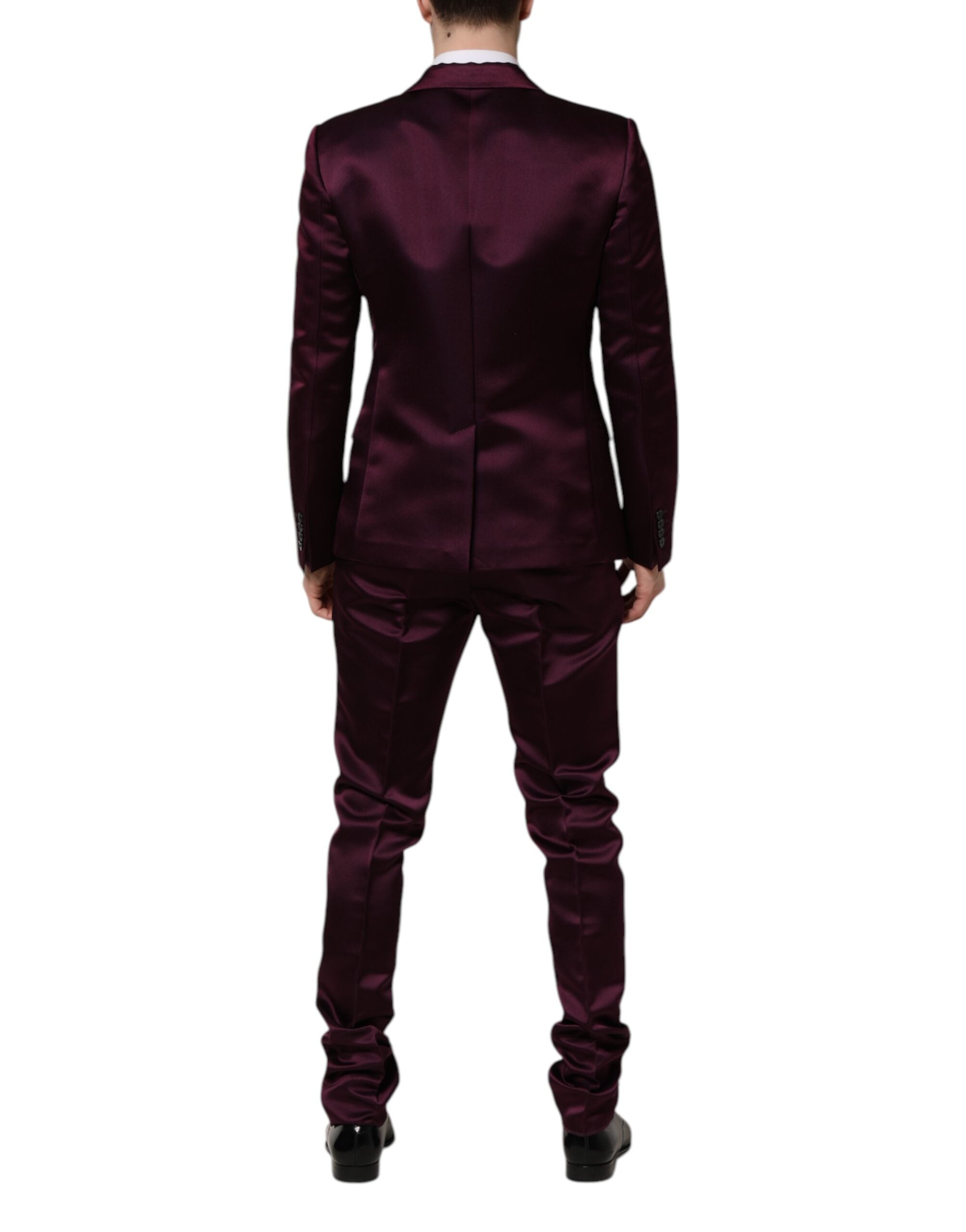 Dolce &amp; Gabbana Dark Purple Silk 3Piece Single Breasted Suit