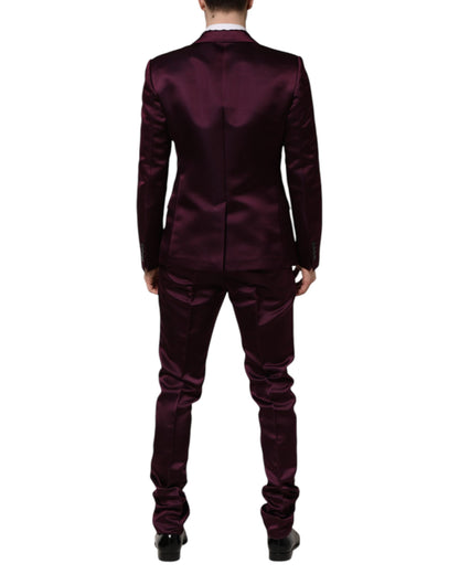 Dolce &amp; Gabbana Dark Purple Silk 3Piece Single Breasted Suit