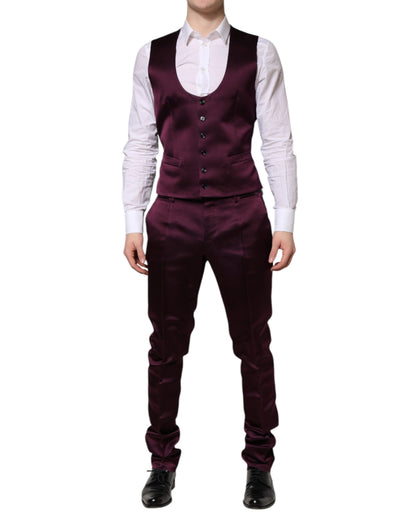 Dolce &amp; Gabbana Dark Purple Silk 3Piece Single Breasted Suit