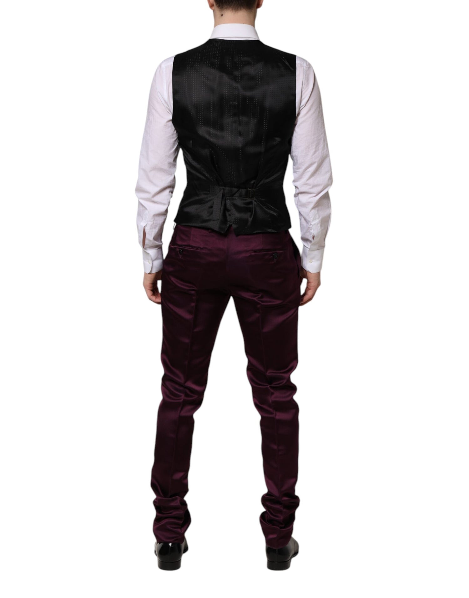Dolce &amp; Gabbana Dark Purple Silk 3Piece Single Breasted Suit