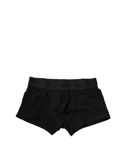 Dolce &amp; Gabbana Black Cotton Stretch Regular Boxer Underwear