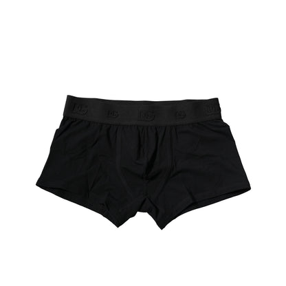 Dolce &amp; Gabbana Black Cotton Stretch Regular Boxer Underwear