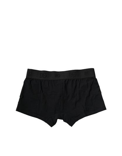 Dolce &amp; Gabbana Black Cotton Stretch Regular Boxer Underwear