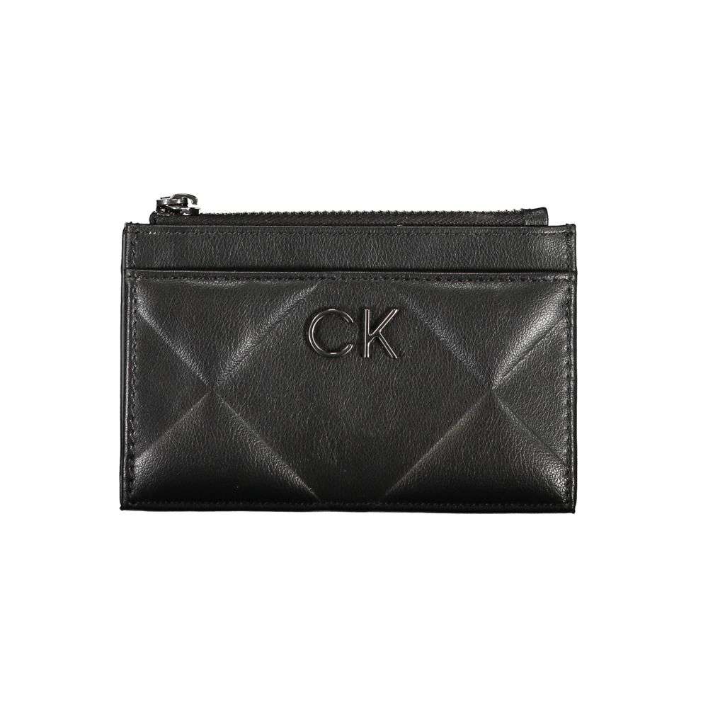Calvin Klein Sleek svart plånbok med dragkedja och kontrastdetaljer