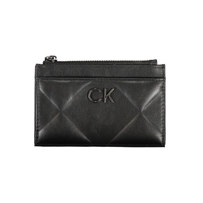 Calvin Klein Sleek svart plånbok med dragkedja och kontrastdetaljer