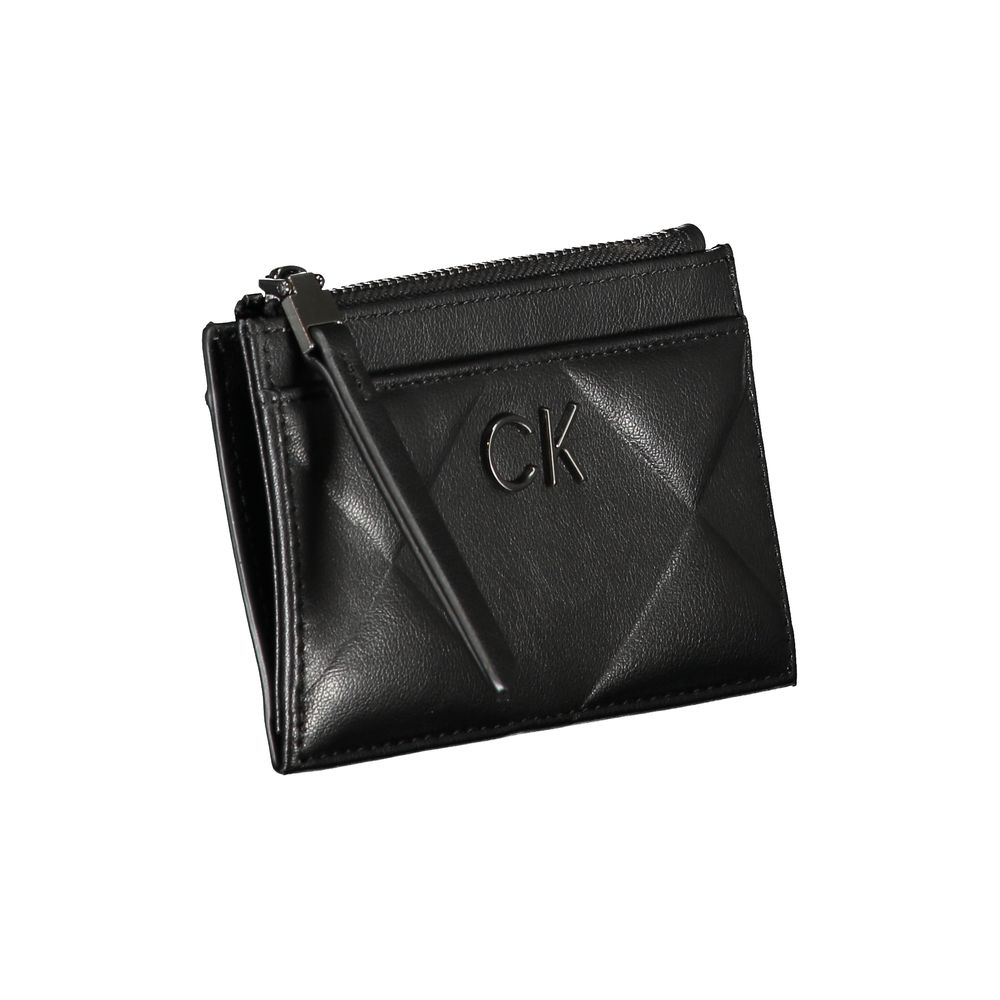 Calvin Klein Sleek svart plånbok med dragkedja och kontrastdetaljer
