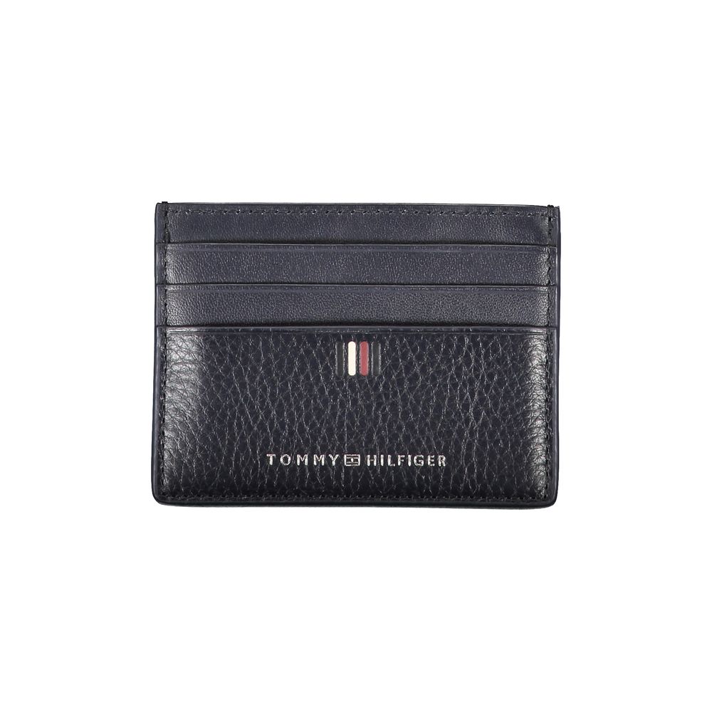 Tommy Hilfiger Sleek Blå Läderkortshållare med Kontrastdetaljer