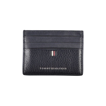 Tommy Hilfiger Sleek Blå Läderkortshållare med Kontrastdetaljer