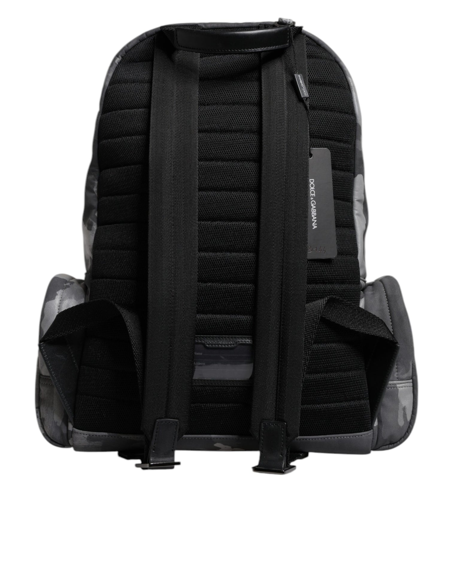 Dolce &amp; Gabbana Gray Cotton Camouflage Logo Plaque Backpack Bag
