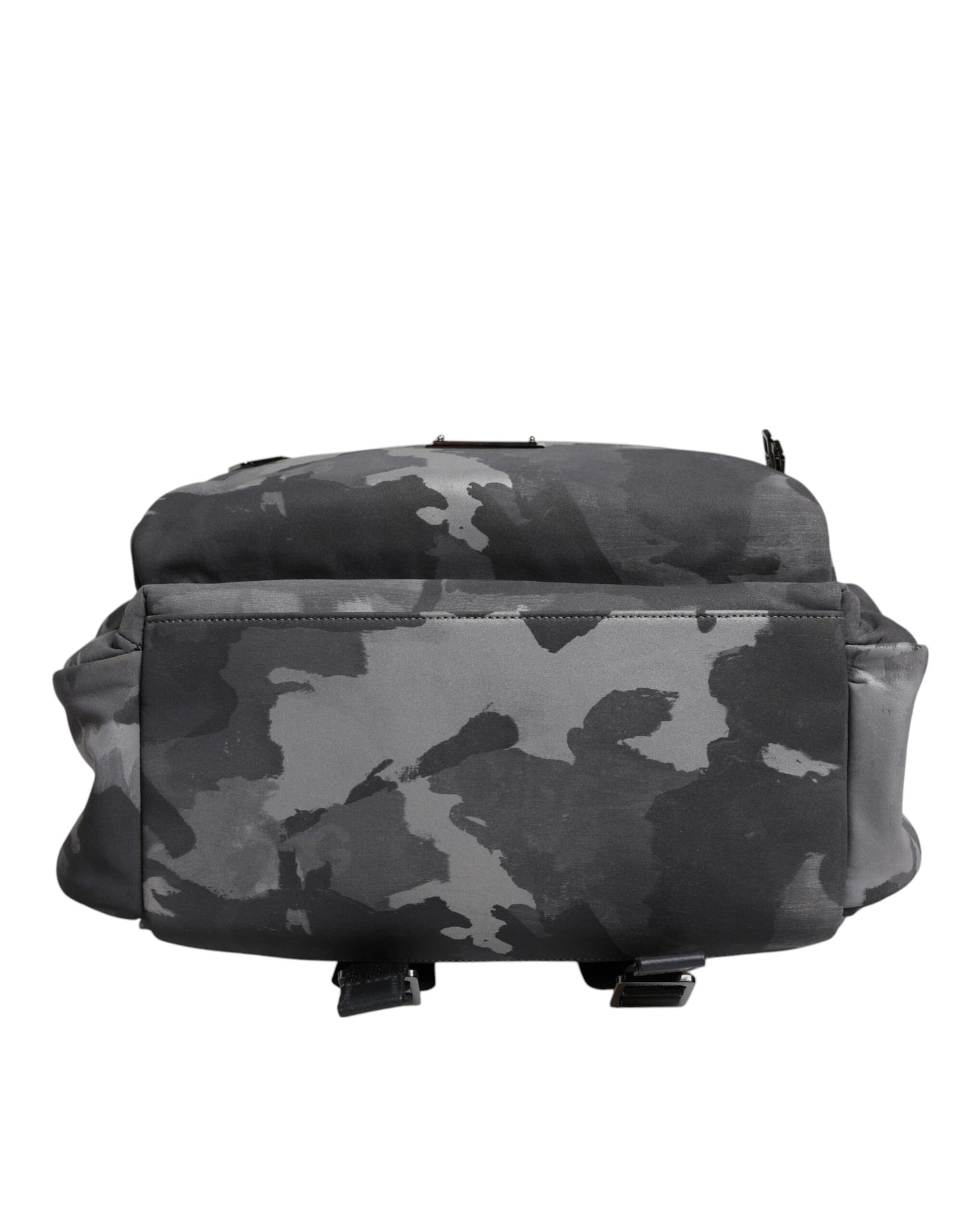 Dolce &amp; Gabbana Gray Cotton Camouflage Logo Plaque Backpack Bag