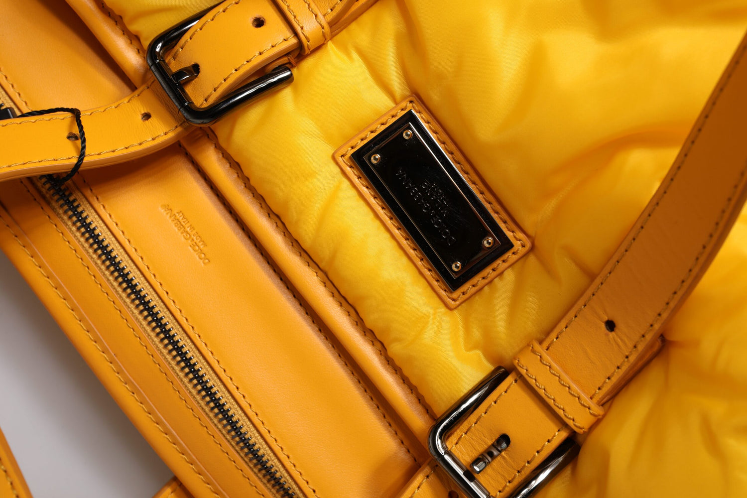Dolce &amp; Gabbana Yellow Orange Nylon Logo Plaque Hand Shoulder Tote Bag