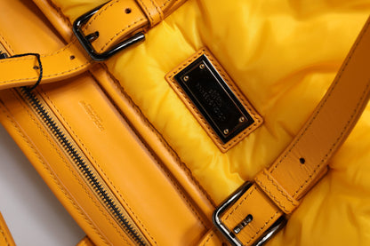 Dolce &amp; Gabbana Yellow Orange Nylon Logo Plaque Hand Shoulder Tote Bag