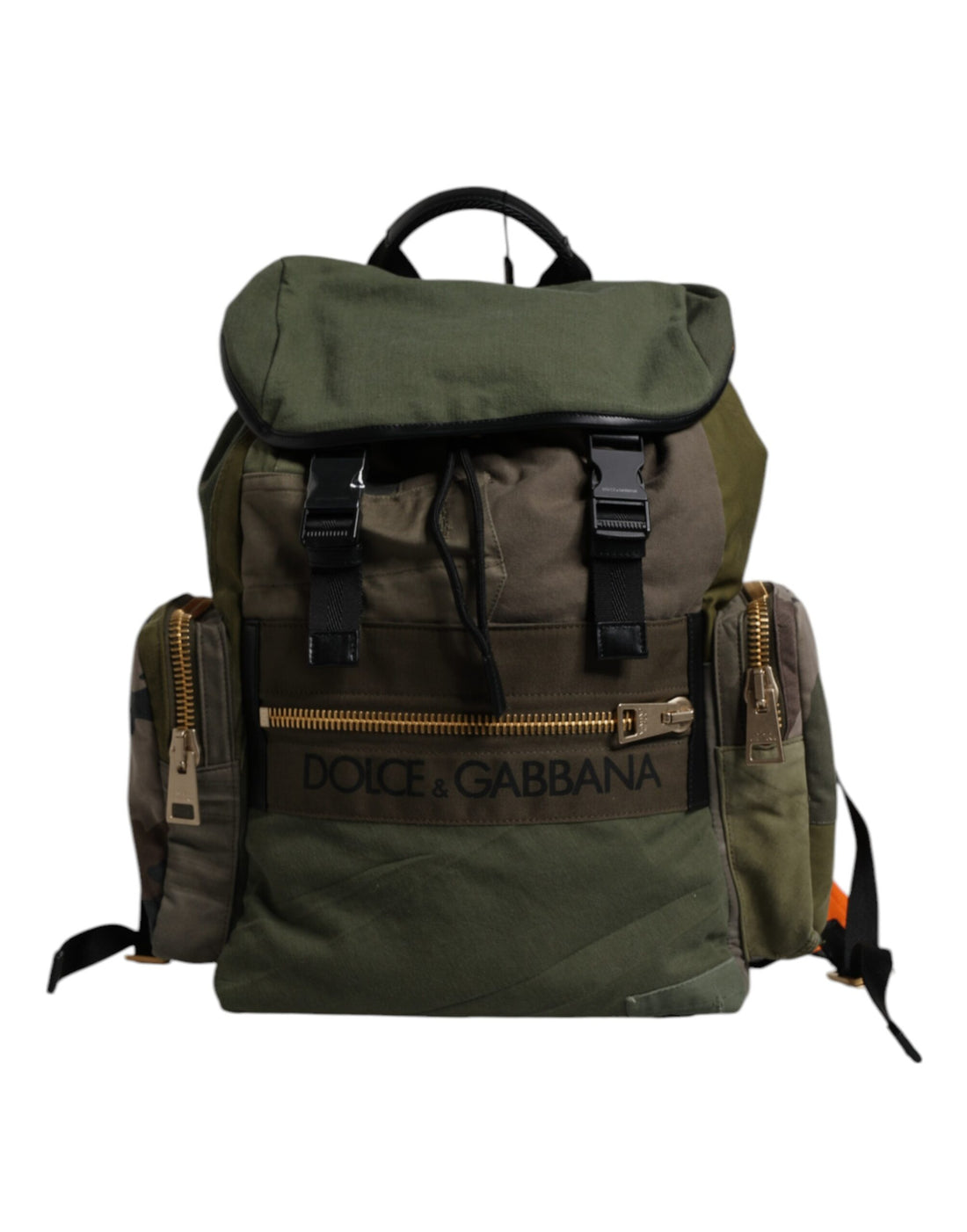 Dolce &amp; Gabbana Green Patchwork Travel Backpack Military Bag