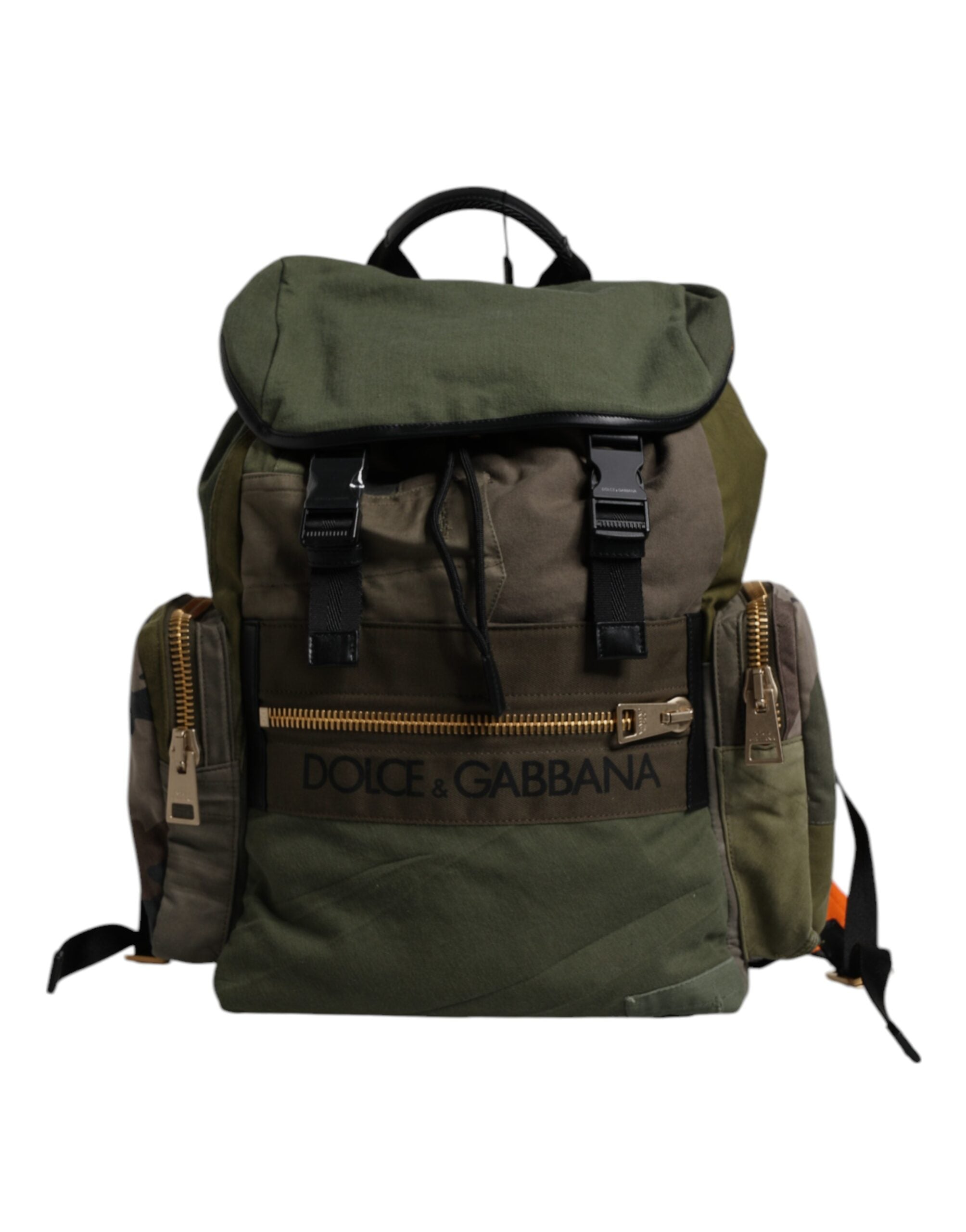Dolce &amp; Gabbana Green Patchwork Travel Backpack Military Bag