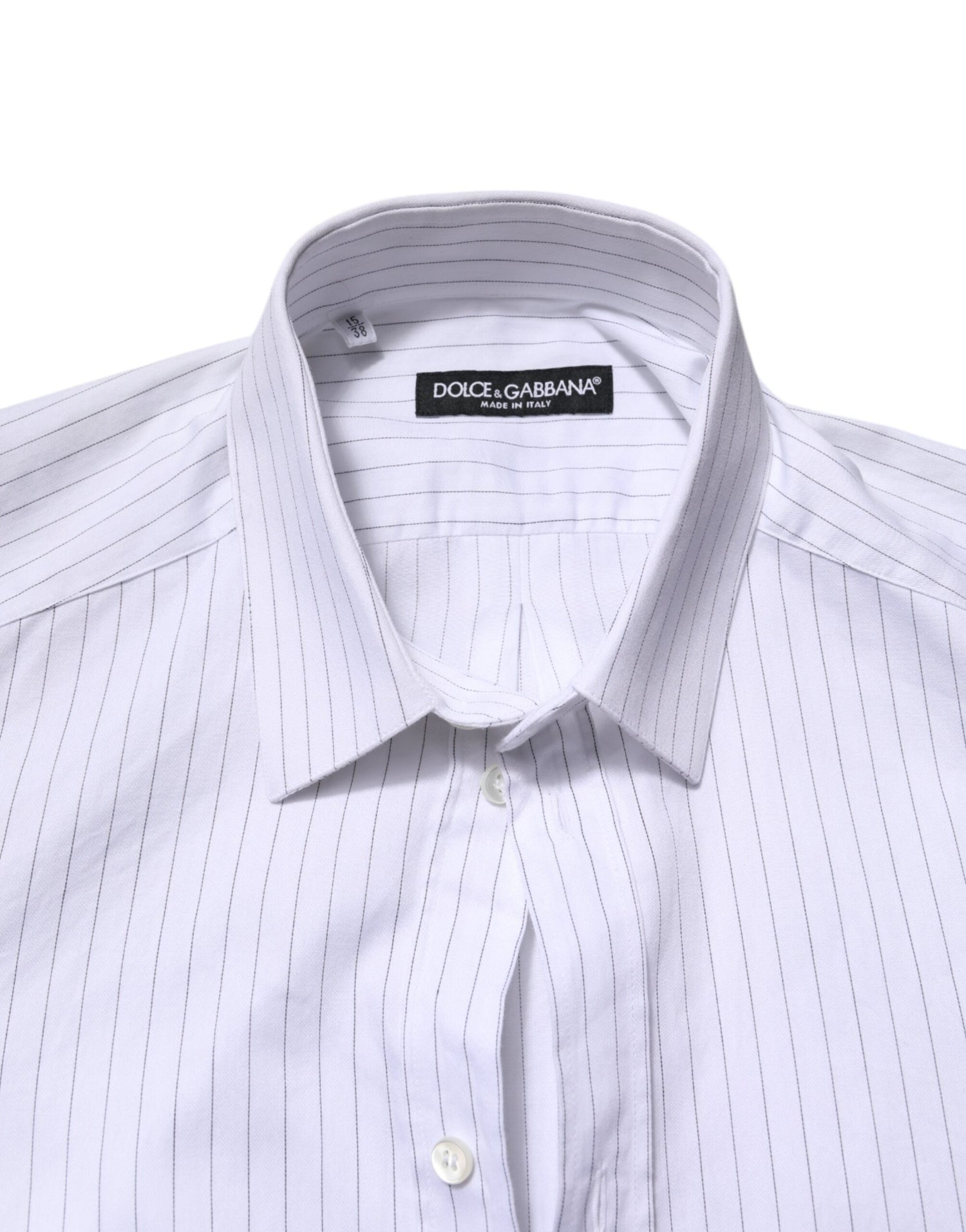 Dolce &amp; Gabbana White Stripes Cotton Long Sleeve Formal Shirt