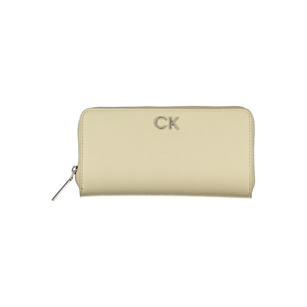 Calvin Klein Elegant Beige Plånbok med Dragkedja och RFID-blockering