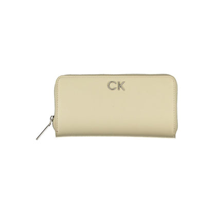 Calvin Klein Elegant Beige Plånbok med Dragkedja och RFID-blockering