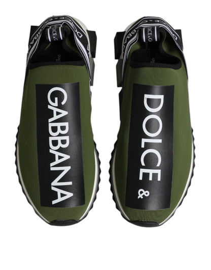 Dolce &amp;amp; Gabbana Grön Svart Slip On Sorrento Sneakers Skor