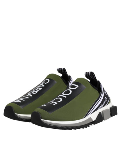 Dolce &amp;amp; Gabbana Grön Svart Slip On Sorrento Sneakers Skor