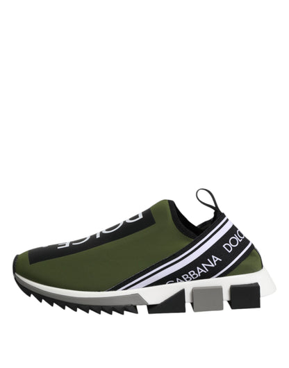 Dolce &amp;amp; Gabbana Grön Svart Slip On Sorrento Sneakers Skor