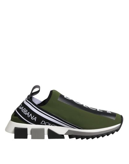 Dolce &amp;amp; Gabbana Grön Svart Slip On Sorrento Sneakers Skor