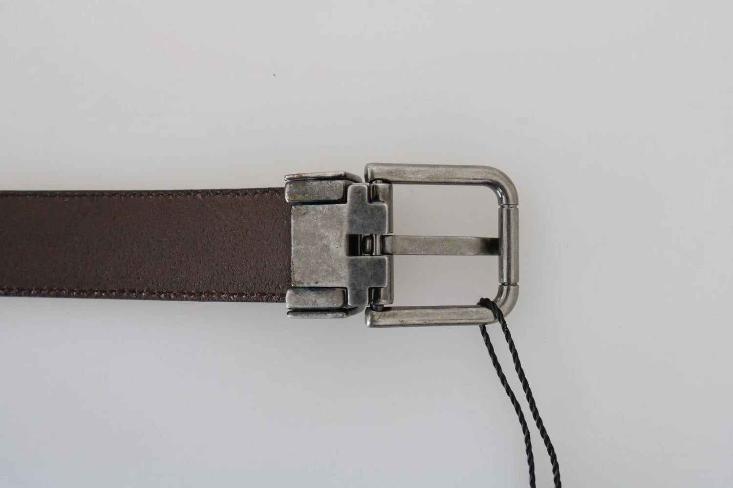 Dolce &amp; Gabbana Blue Perforated Leather Gray Buckle Belt