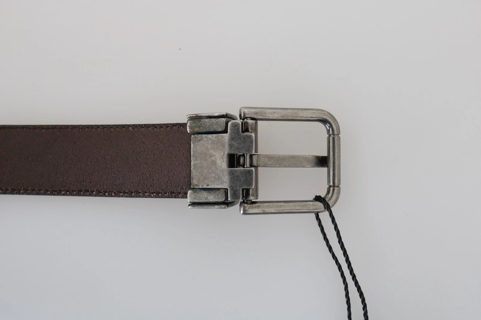 Dolce &amp; Gabbana Blue Perforated Leather Gray Buckle Belt