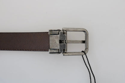 Dolce &amp; Gabbana Blue Perforated Leather Gray Buckle Belt