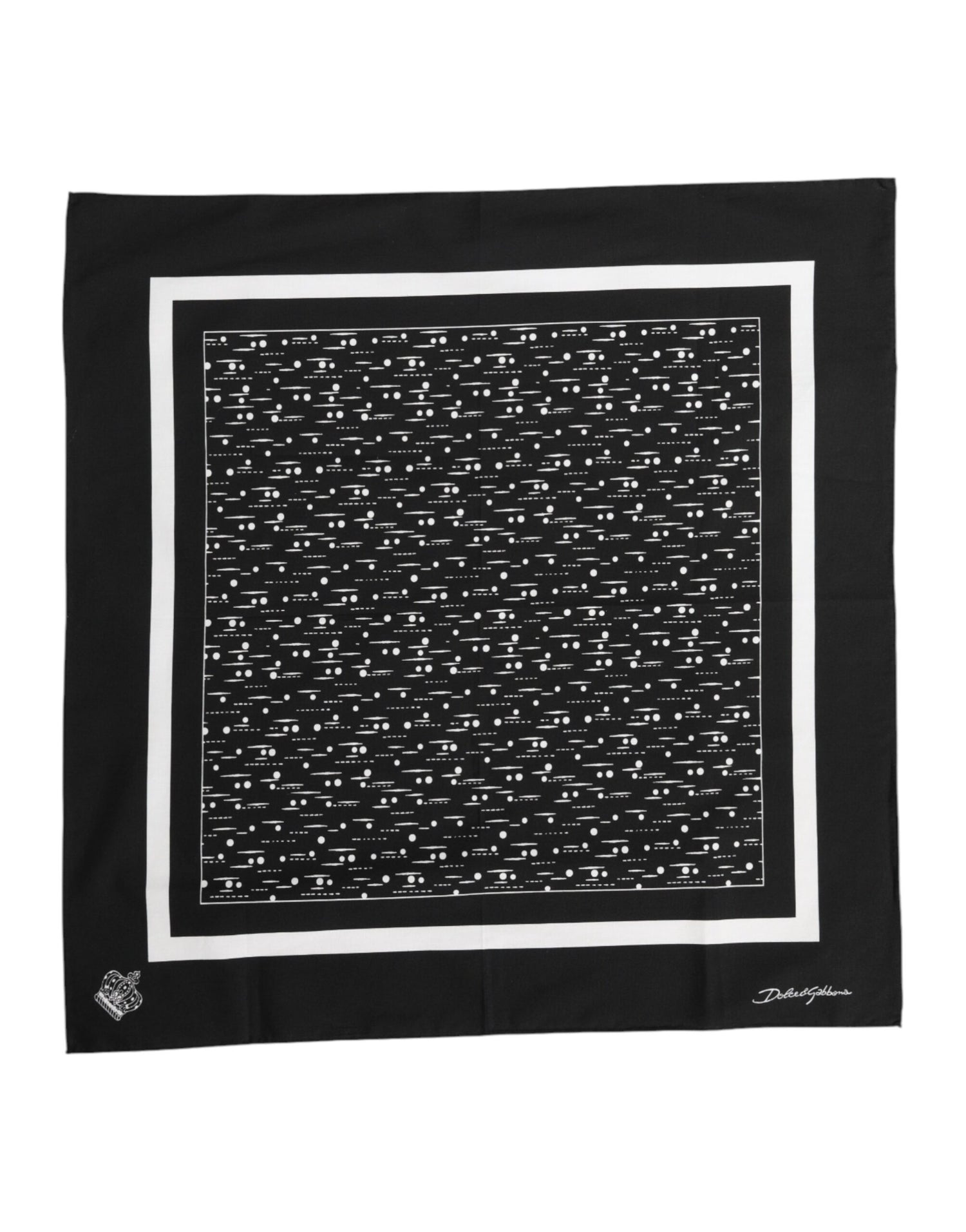 Dolce &amp; Gabbana Black White Printed Square Foulard Scarf