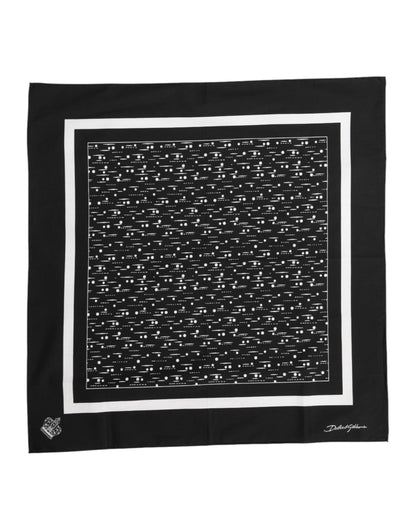Dolce &amp; Gabbana Black White Printed Square Foulard Scarf
