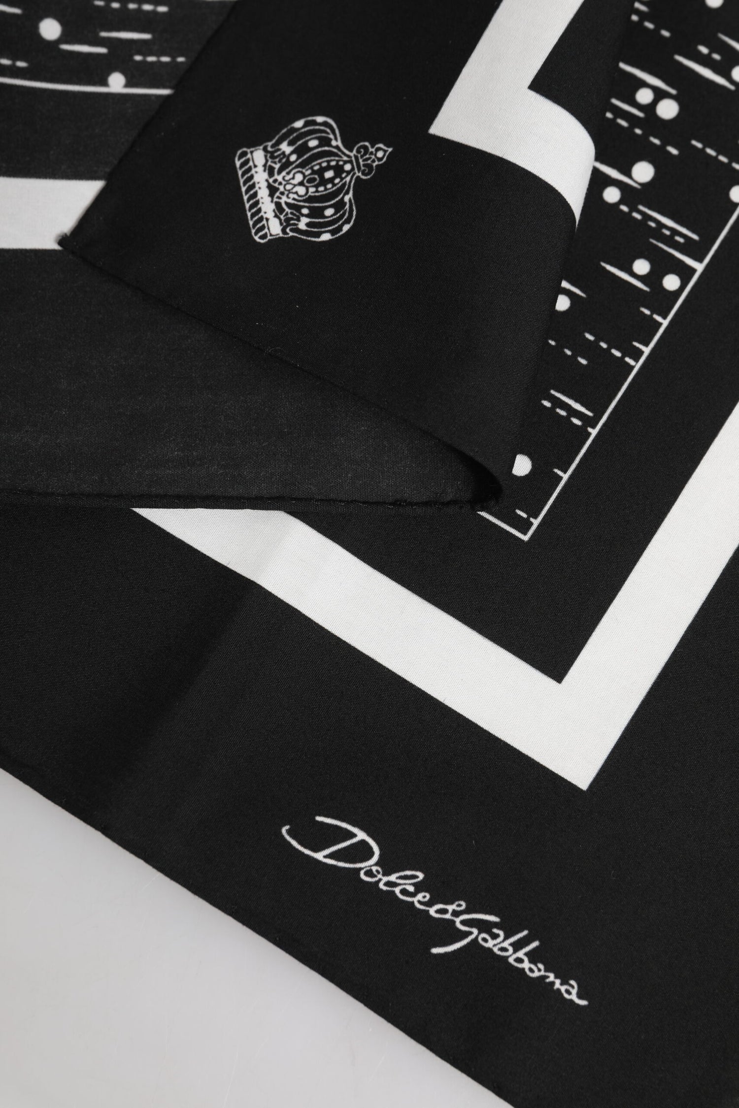 Dolce &amp; Gabbana Black White Printed Square Foulard Scarf