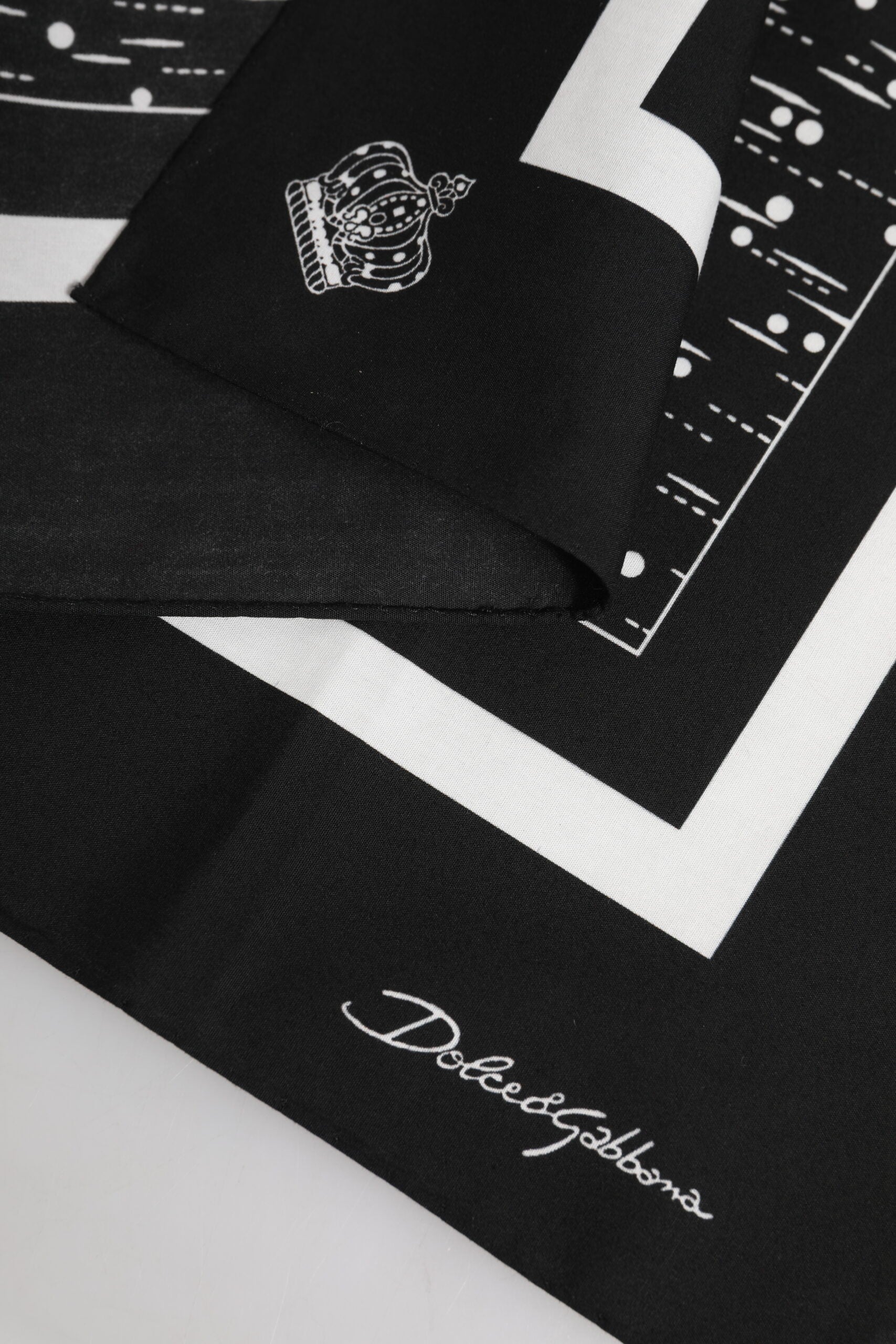 Dolce &amp; Gabbana Black White Printed Square Foulard Scarf
