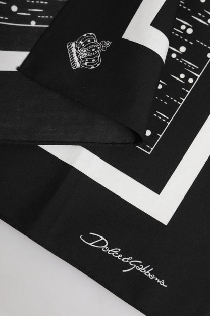 Dolce &amp; Gabbana Black White Printed Square Foulard Scarf