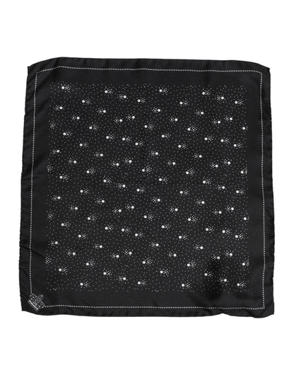 Dolce &amp; Gabbana Black White Printed Square Men Foulard Scarf