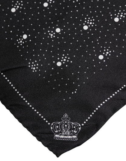 Dolce &amp; Gabbana Black White Printed Square Men Foulard Scarf