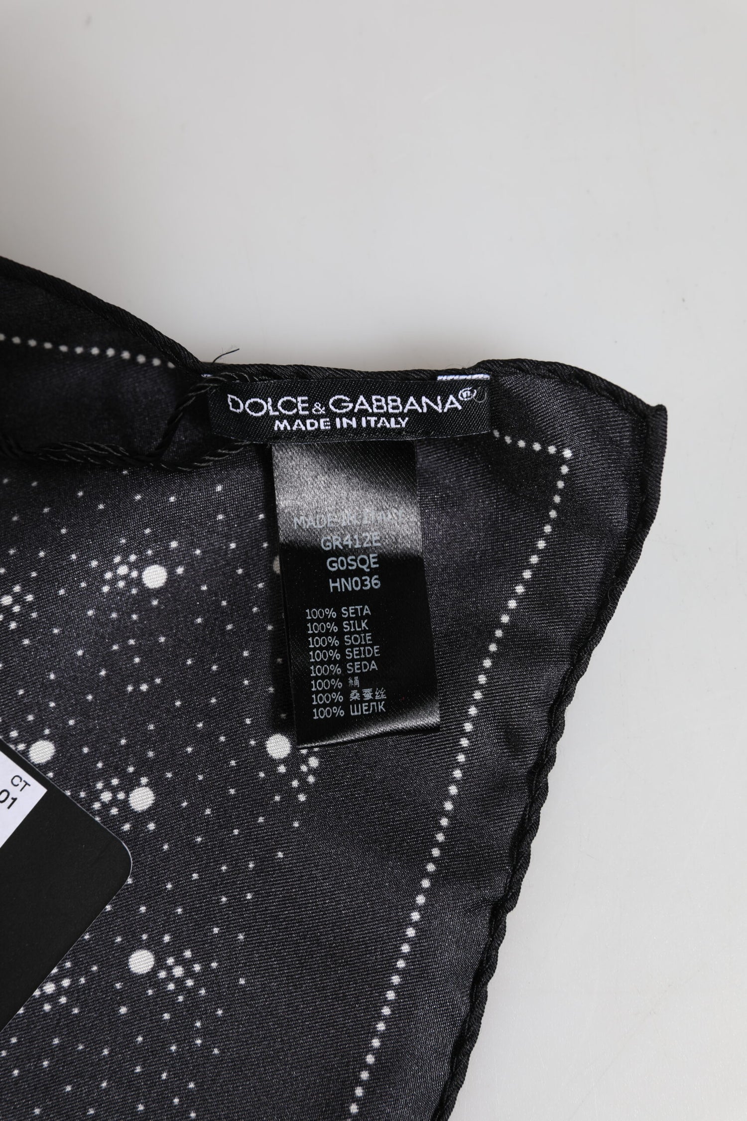 Dolce &amp; Gabbana Black White Printed Square Men Foulard Scarf