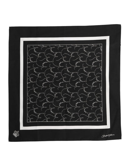 Dolce &amp; Gabbana Black White Printed Square Foulard Scarf