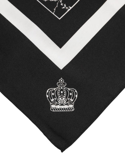 Dolce &amp; Gabbana Black White Printed Square Foulard Scarf